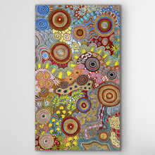Load image into Gallery viewer, Julieanne Nungarrayi Turner Budgerigar and Bush Tucker Aboriginal artwork on canvas with certificate of authenticity.

