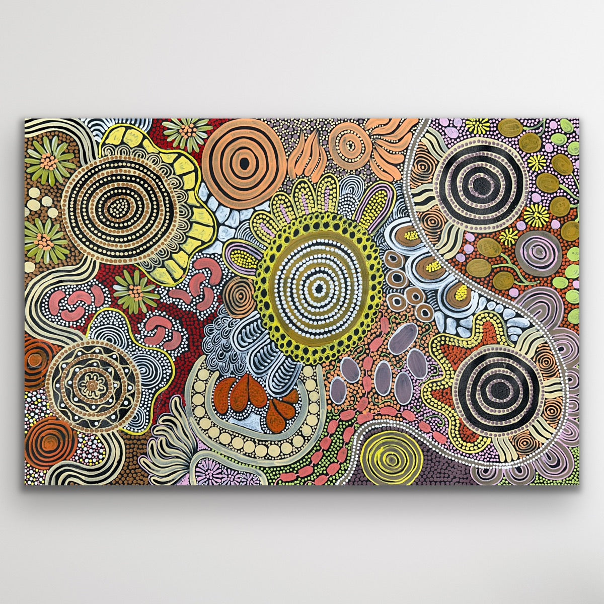 Aboriginal artwork Budgerigar Dreaming & Bush Tucker by Julieanne Nungurrayi Turner