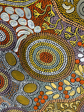 Load image into Gallery viewer, Close-up of the Budgerigar Dreaming painting by Julieanne Nungurrayi Turner featuring traditional Warlpiri dot technique 201cm x 87cm
