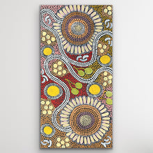 Load image into Gallery viewer, Painting by Julieanne Nungurrayi Turner showing Dreaming circles and food motifs

