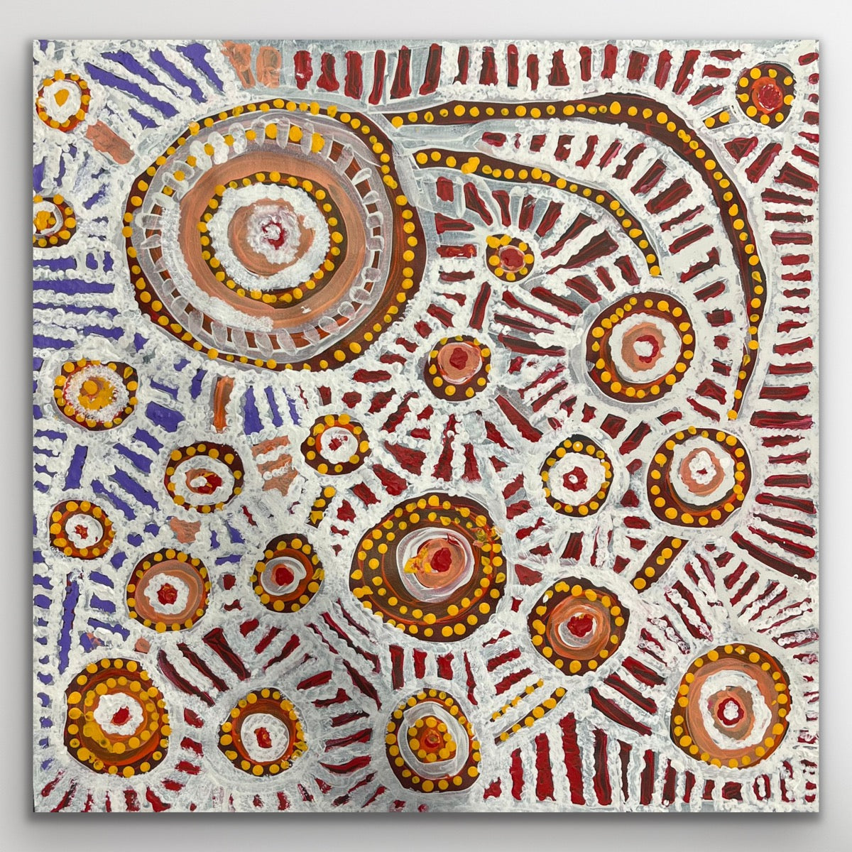 "Kapi Tjukul (Rock Holes)" original Aboriginal painting by Yaritji Heffernan, 60cm x 62cm - authentic Indigenous Australian artwork