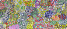 Load image into Gallery viewer, Close up of Awelye Aboriginal painting by Karen Bird Ngale highlighting dot motifs
