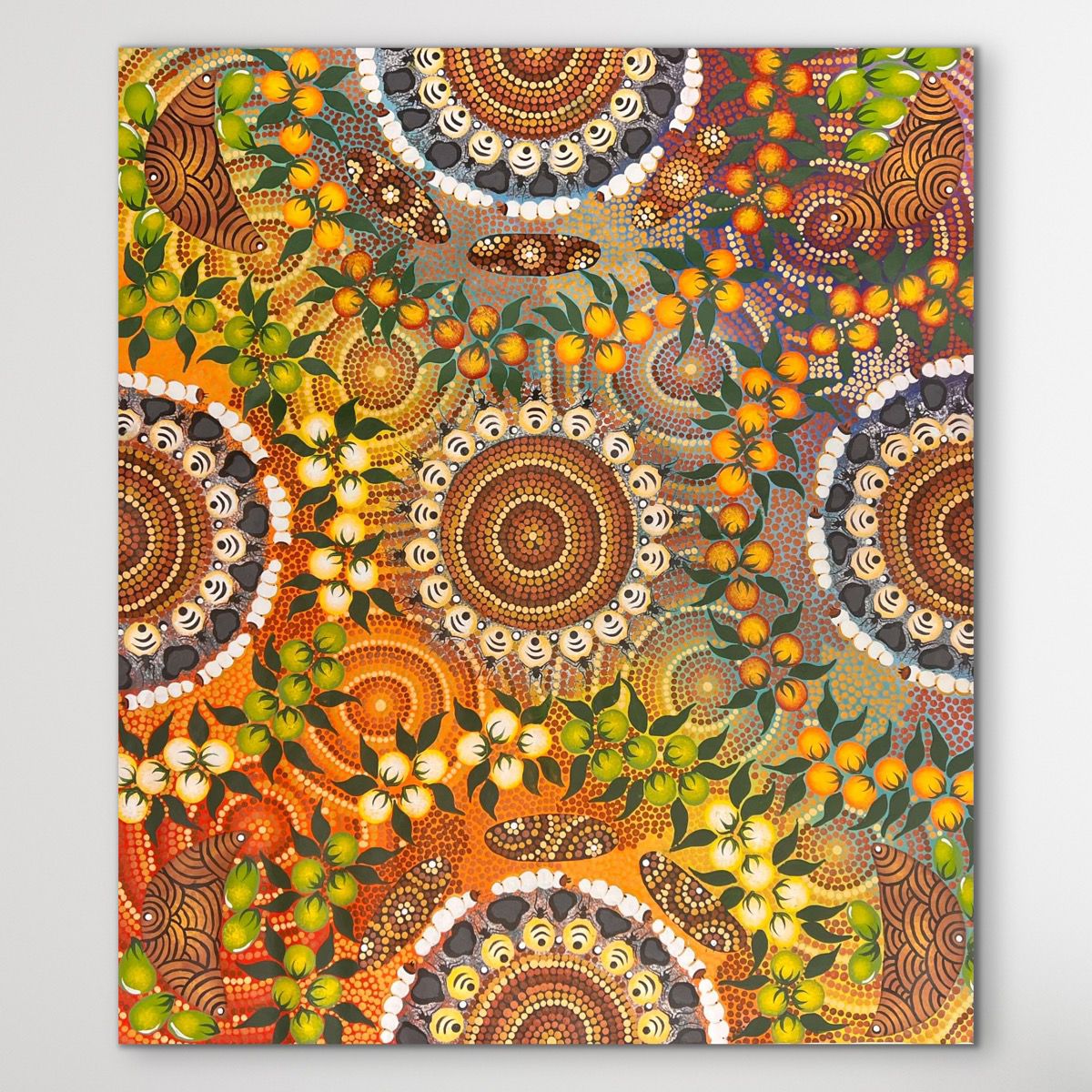 "Bush Tucker" original Aboriginal painting by Katrina Williams, 128cm x 111cm - authentic Indigenous Australian artwork
