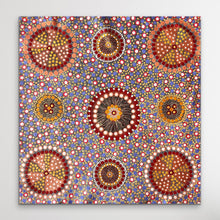 Load image into Gallery viewer, Lynette Conway Bush Flower Painting, purple, yellow, red, orange, white dot painting

