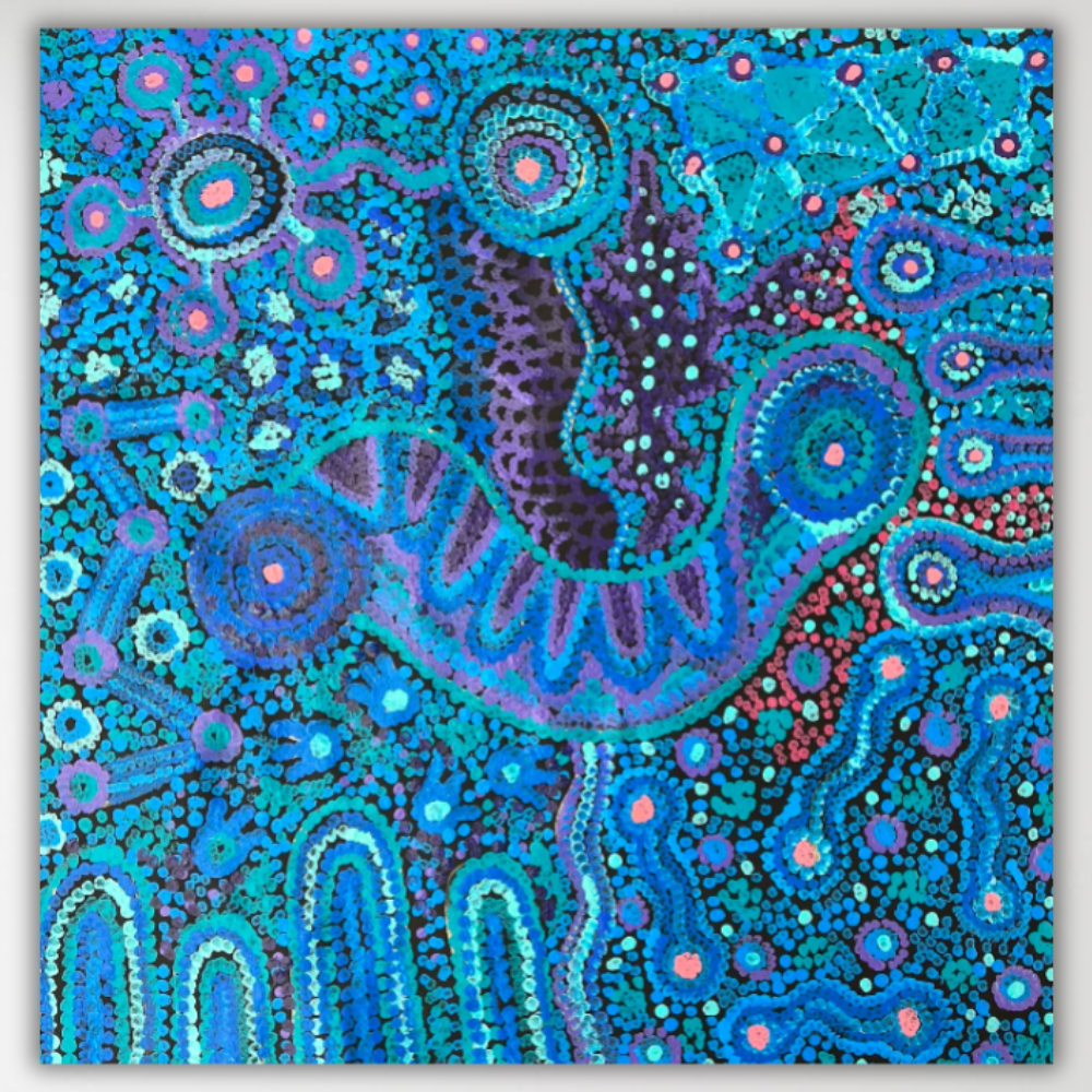 "Mamungari-Nya" Renae Nakamarra Nelson 60cm x 59cm blue and purple