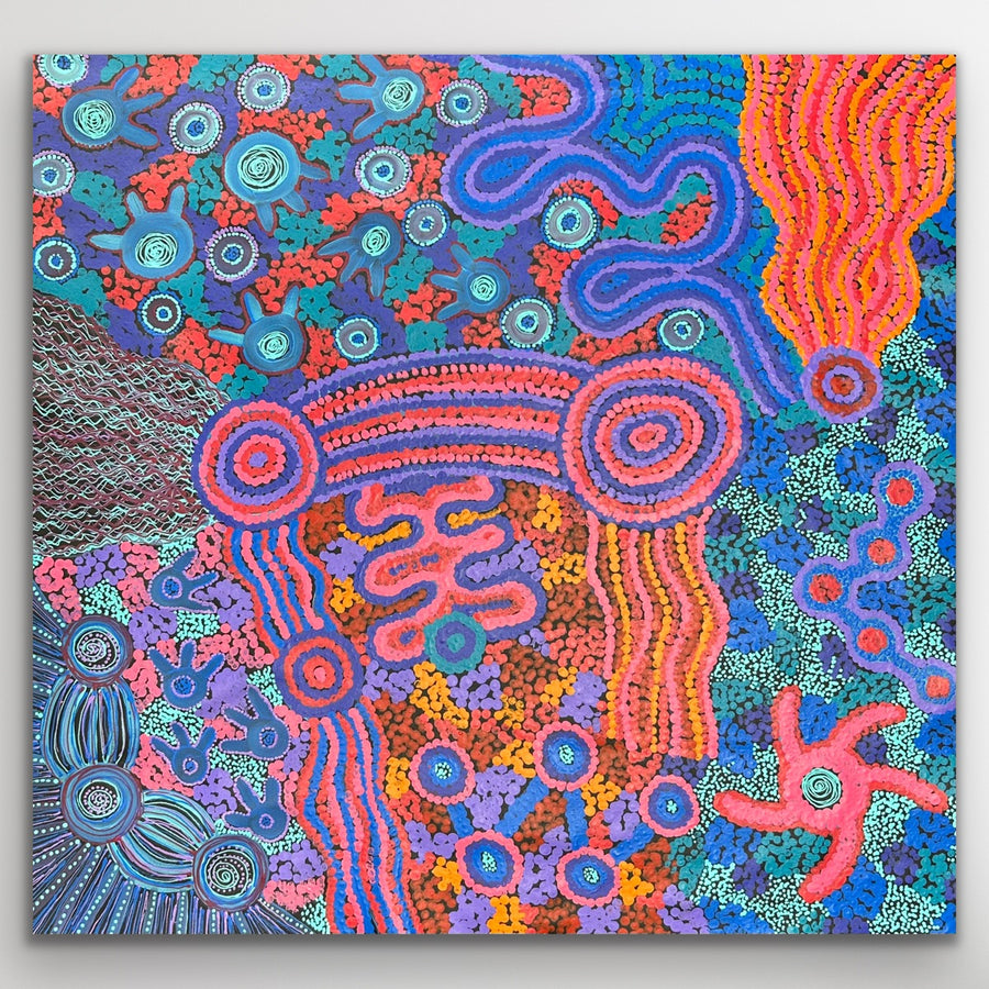 "Mamungari-Nya" original Aboriginal painting by Renae Nakamarra Nelson, 89cm x 86cm - authentic Indigenous Australian artwork