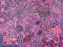 Load image into Gallery viewer, Detailed view of the original Aboriginal artwork Mamungari Nya featuring colourful dot painting, flowing lines and traditional patterns by Renae Nakamarra Nelson.
