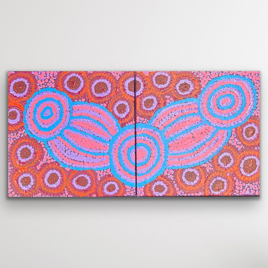 Mamungari-Nya painting by Renae Nakamarra Nelson – vibrant APY Lands Aboriginal artwork with concentric circles