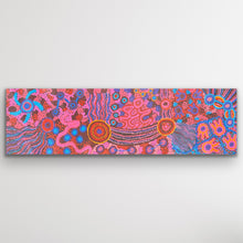 Load image into Gallery viewer, Mamungari Nya B original Aboriginal painting by Renae Nakamarra Nelson depicting sisters travelling across Country 111 × 32 cm

