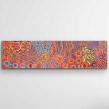 Load image into Gallery viewer, Full view of Mamungari Nya by Renae Nakamarra Nelson showing warm red tones, clustered circles and flowing dot pathways.
