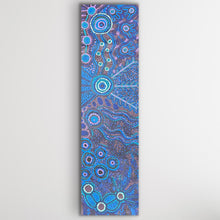 Load image into Gallery viewer, Vertical crop highlighting clustered circles, directional lines and layered blue dot work across the canvas.
