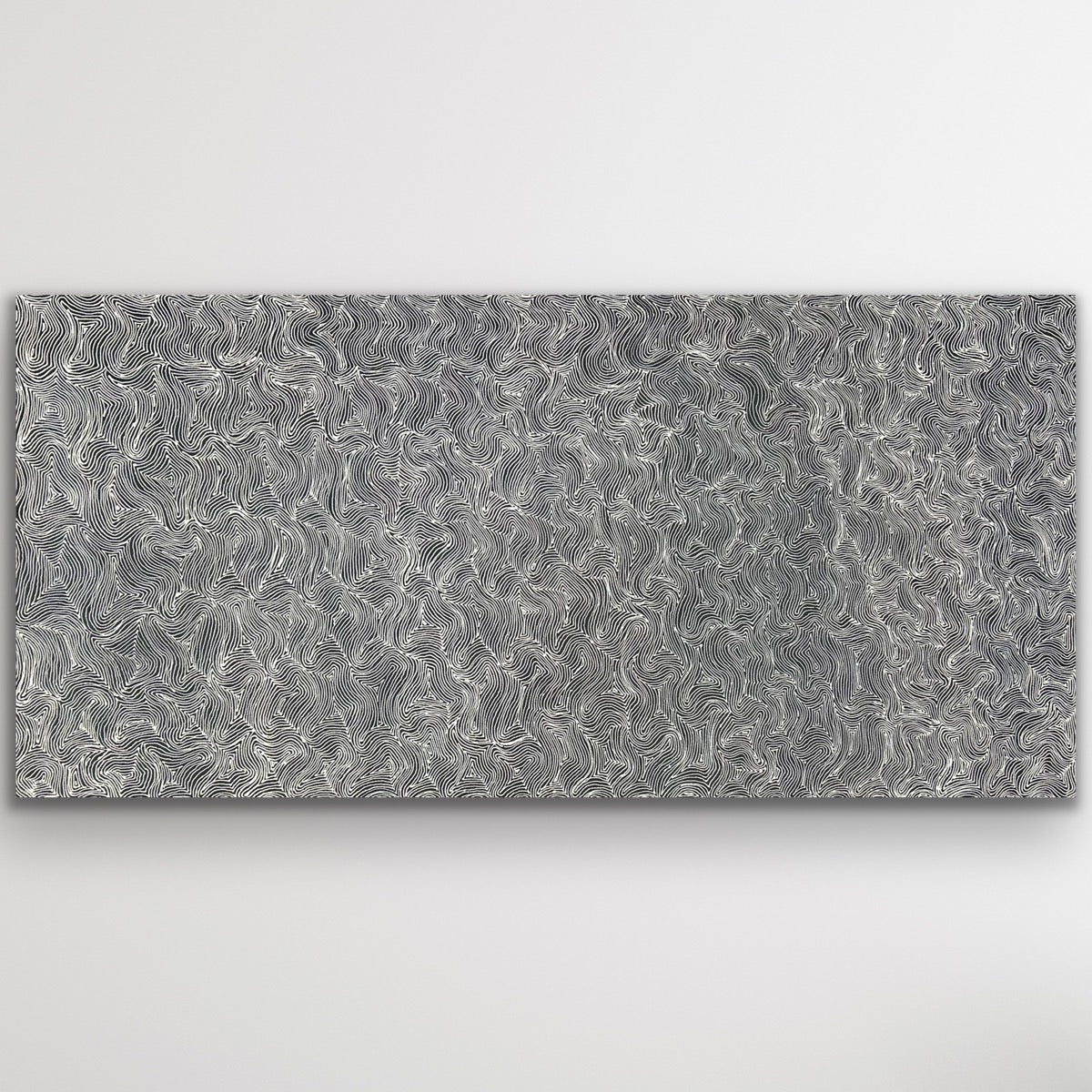 Wide view of Aboriginal painting Ngapa Jukurrpa Water Dreaming by Marshall Jangala Robertson