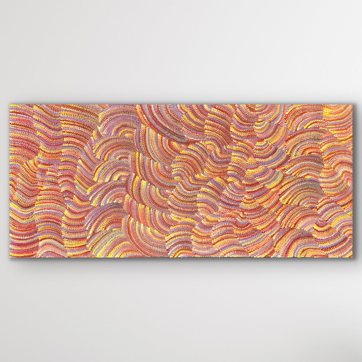 Horizontal view of Sand Dunes Tali Aboriginal painting by Maureen Nampijinpa Hudson
