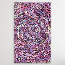 Load image into Gallery viewer, Aboriginal artwork Medicine Leaves Dreaming by Tansy Martin with elegant pink and purple tones on white wall
