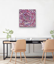 Load image into Gallery viewer, Medicine Leaves Indigenous Australian Art Tansy Martin 77cm x 73cm pink purple lilac painting displayed in modern home
