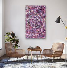 Load image into Gallery viewer, Medicine Leaves Australian Aboriginal Art Tansy Martin 144cm x 88cm displayed in modern room.
