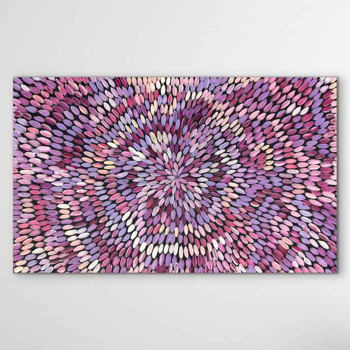 Medicine Leaves painting by Tansy Martin featuring soft flowing pink and purple leaves on white background