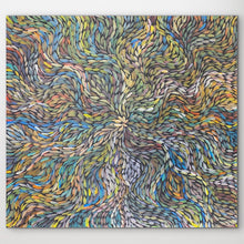 Load image into Gallery viewer, Aboriginal artwork with swirling patterns in various colors on a white background
