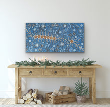 Load image into Gallery viewer, Texture and surface detail of Michelle Possum Nungurrayi Seven Sisters Dreaming canvas print
