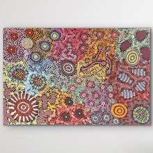 Load image into Gallery viewer, An intricate canvas alive with layered colour and pattern, illustrating Yuelamu Country and its sacred sites.
