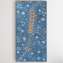 Load image into Gallery viewer, Close up detail of Seven Sisters Dreaming Aboriginal painting reproduction by Michelle Possum Nungurrayi on canvas
