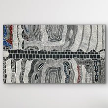 Load image into Gallery viewer, Close-up of Ngalyarrpa (sand dunes) in Alice Granites Napanangka&#39;s Mina Mina Dreaming, Central Desert Aboriginal art

