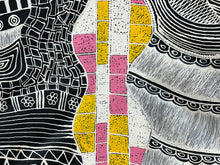 Load image into Gallery viewer, Close up of black and white dot formations in Mina Mina Dreaming painting by Alice Granites Napanangka.

