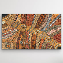 Load image into Gallery viewer, Original Aboriginal painting “Minma Malilu” by Clarise Tunkin featuring detailed desert pathways and traditional symbolism
