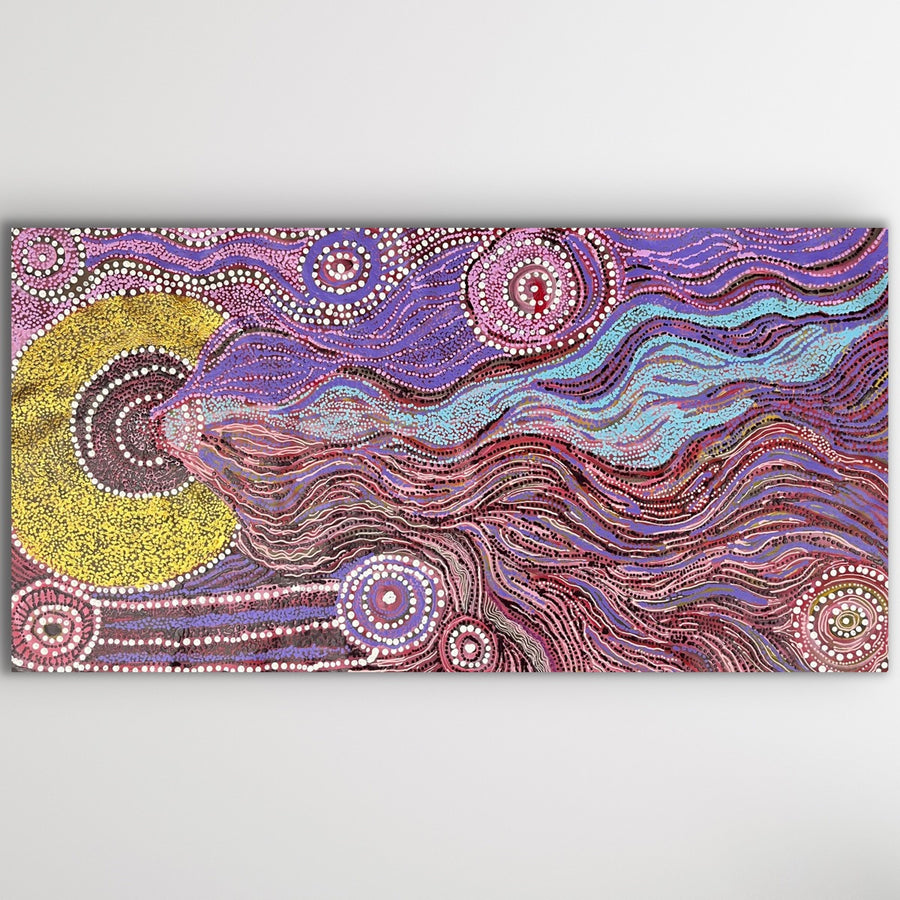 "Minyma Kutjara" original Aboriginal painting by Joanne Ken, 117cm x 61cm - authentic Indigenous Australian artwork