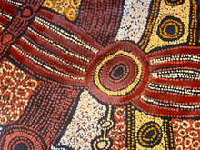 Load image into Gallery viewer, "Minyma Malilu" Clarise Tunkin 140cm x 61cm close up dot painting reds and yellows
