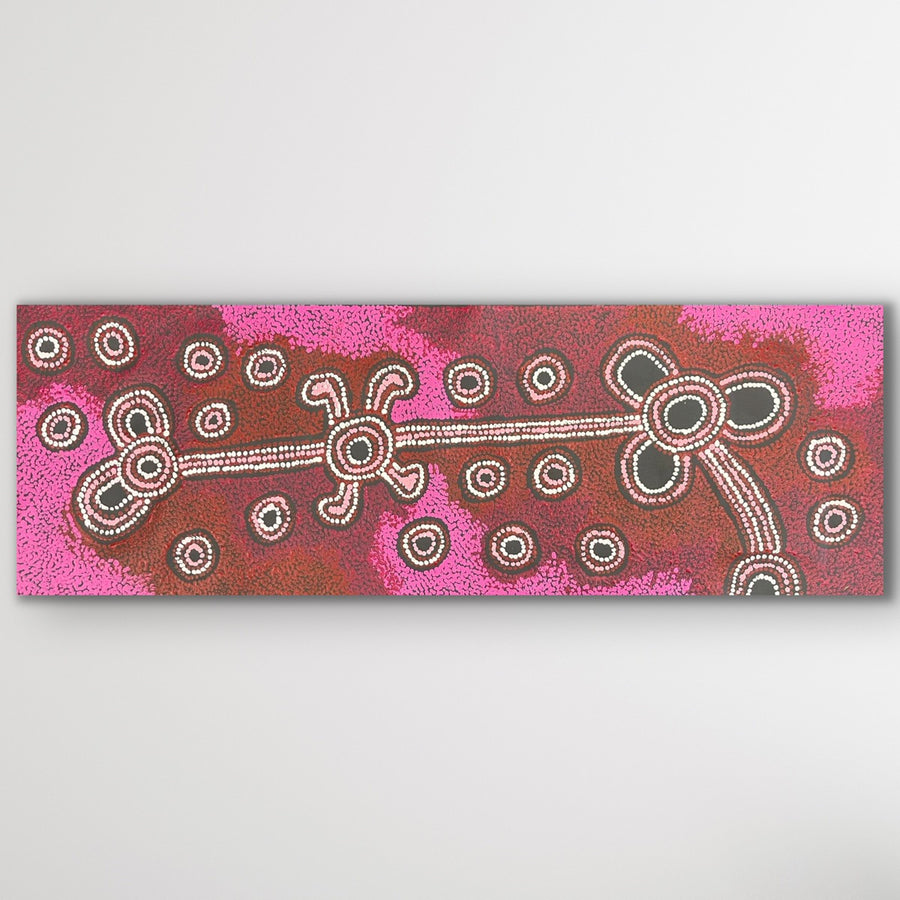 "Minyma Malilu" original Aboriginal painting by Sophia Tunkin, 119cm x 41cm - authentic Indigenous Australian artwork