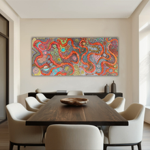 Load image into Gallery viewer, "My Country (The Landscape)" Aboriginal painting by Julieanne Turner Nungurrayi displayed in modern room setting
