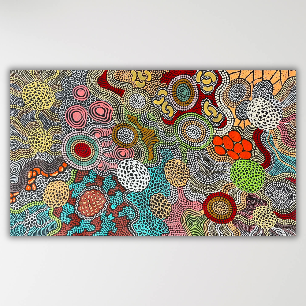 "My Country and Bush Tucker" Julieanne Turner Nungurrayi 86cm x 50cm