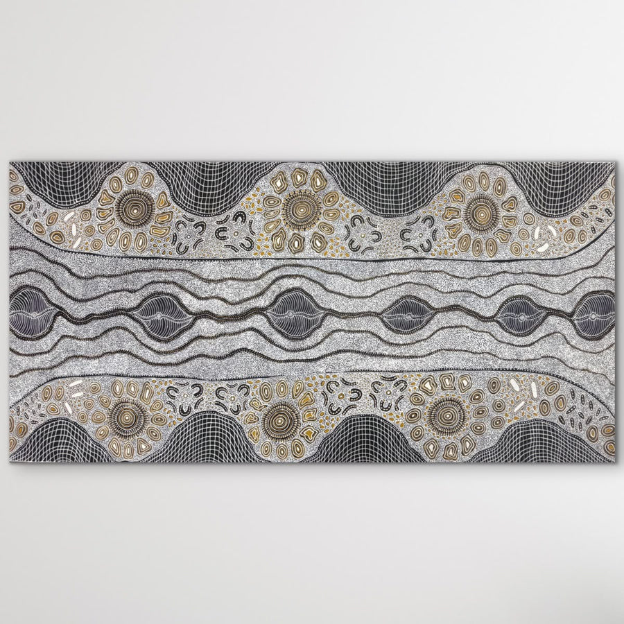 "My Country" Dulcie Long 201cm x 115cm, original Central Desert Aboriginal painting