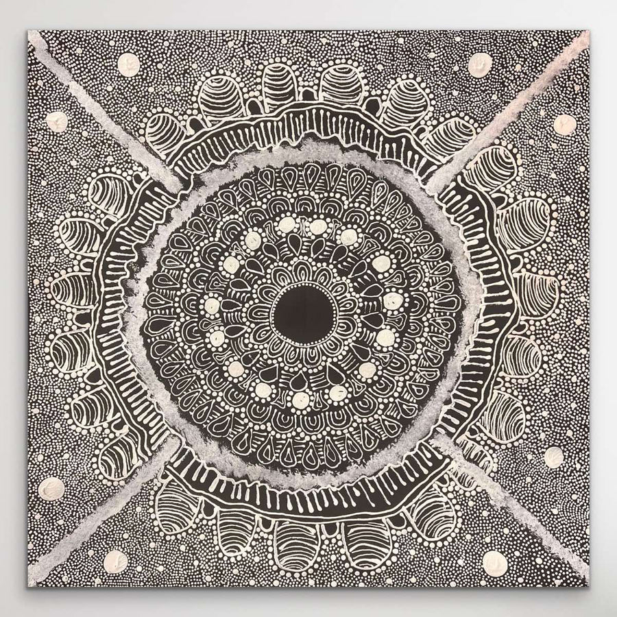 My Country Kianne Nakamarra Williams 61cm x 59cm on white wall