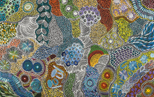 Load image into Gallery viewer, My Country Utopia Aboriginal artwork by Janet Golder Kngwarreye showing aerial view of country with traditional symbols
