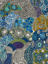 Load image into Gallery viewer, Detailed section of My Country Utopia highlighting layered circular motifs and flowing dot patterns in cool tones.
