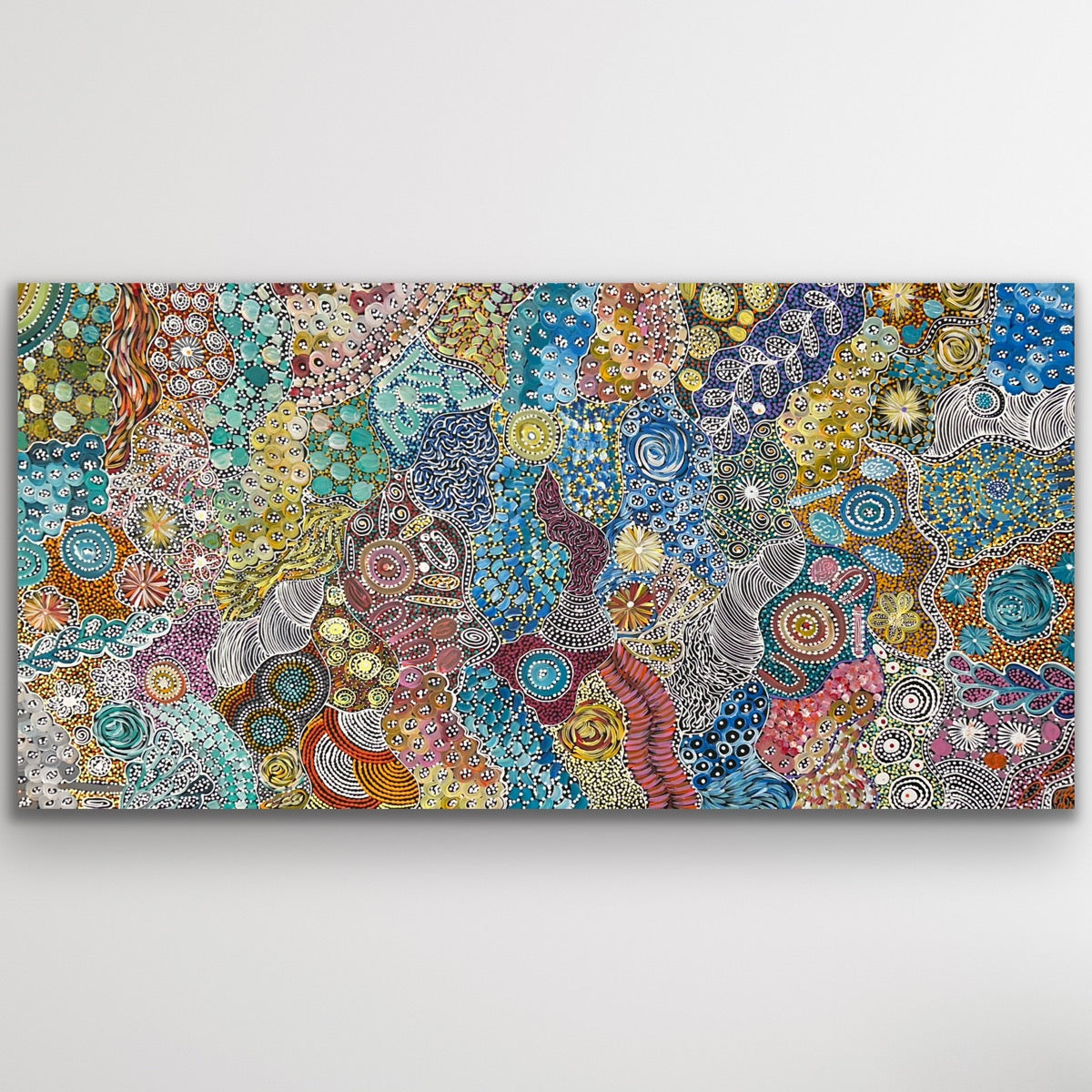 "My Country (Utopia)" original Aboriginal painting by Janet Golder Kngwarreye, 200cm x 101cm - authentic Indigenous Australian artwork