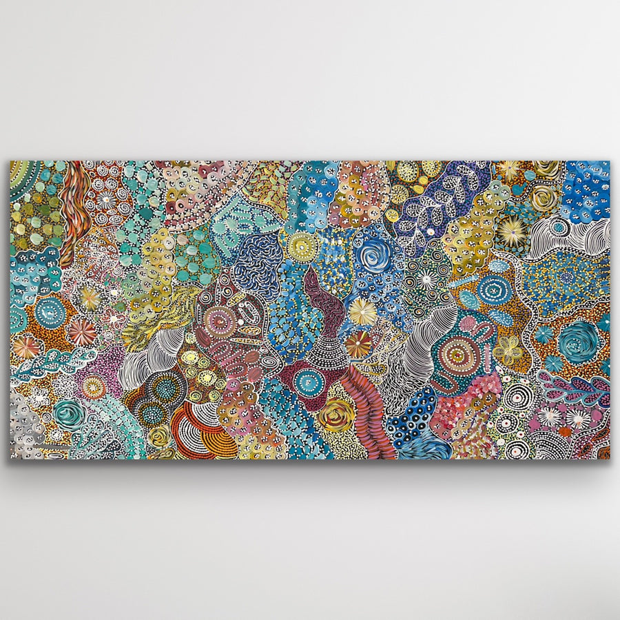 "My Country (Utopia)" original Aboriginal painting by Janet Golder Kngwarreye, 200cm x 101cm - authentic Indigenous Australian artwork