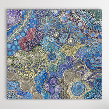 Load image into Gallery viewer, &quot;My Country (Utopia)&quot; Janet Golder Kngwarreye 94cm x 90cm artwork with intricate patterns on a white background
