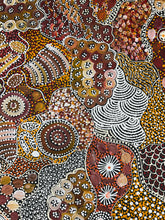 Load image into Gallery viewer, Close up section of My Country Utopia showing layered dot work in rich brown and gold tones.
