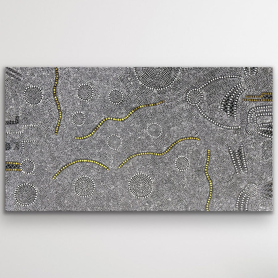 "Bush Tomato" original Aboriginal painting by Nancy Martin Napangarti, 177cm x 95cm - authentic Indigenous Australian artwork