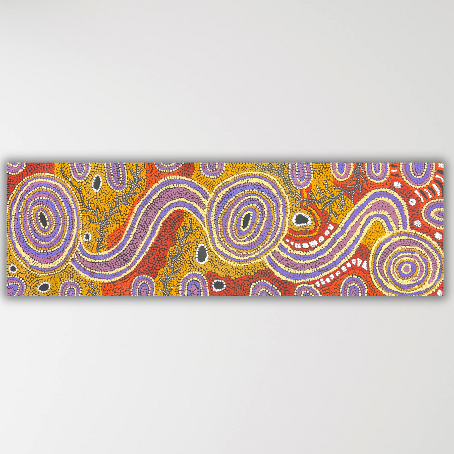 "Ngura" original Aboriginal painting by Audrey Brumby, 119cm x 36cm - authentic Indigenous Australian artwork