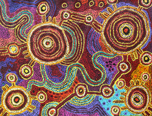 Load image into Gallery viewer, "Nguru Minyma Kutjara" original Aboriginal painting by Daisybell Kulyuru, 85cm x 66cm - authentic Indigenous Australian artwork
