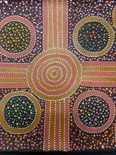 Load image into Gallery viewer, "My Country" Stephen Pitjara 121cm x 40cm, Traditional Aboriginal painting from Northern Territory, Utopia Region close up photo
