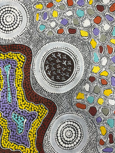 Load image into Gallery viewer, Gwenda Turner Nungurrayi with original painting "Budgerigar Dreaming" - Aboriginal artist
