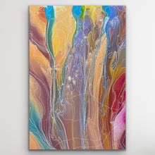 Load image into Gallery viewer, Janice Stanley Aboriginal art print Pantu Salt Lake Dawn with ochres, turquoise and purple, Indigenous canvas wall art
