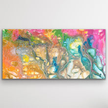 Load image into Gallery viewer, Large Aboriginal painting Pantu Salt Lake by Janice Stanley from the APY Lands depicting flowing salt lake forms and Seven Sisters creation story
