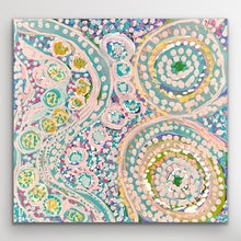 Load image into Gallery viewer, Square image showing Piltati Tjukurpa by Rhoda Tjitayi, painted with fine circular motifs in soft desert tones.
