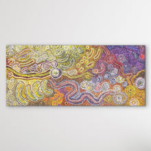 Load image into Gallery viewer, &quot;Piltati Tjukurpa&quot; Rhoda Tjitayi 201cm x 88cm yellow orange cream purple aboriginal painting
